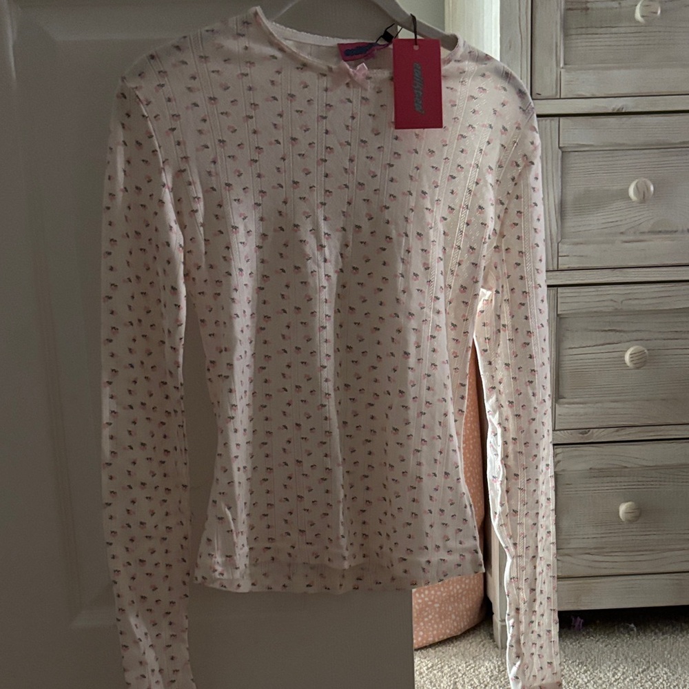 Edikted Pink Floral Long Sleeve Blouse